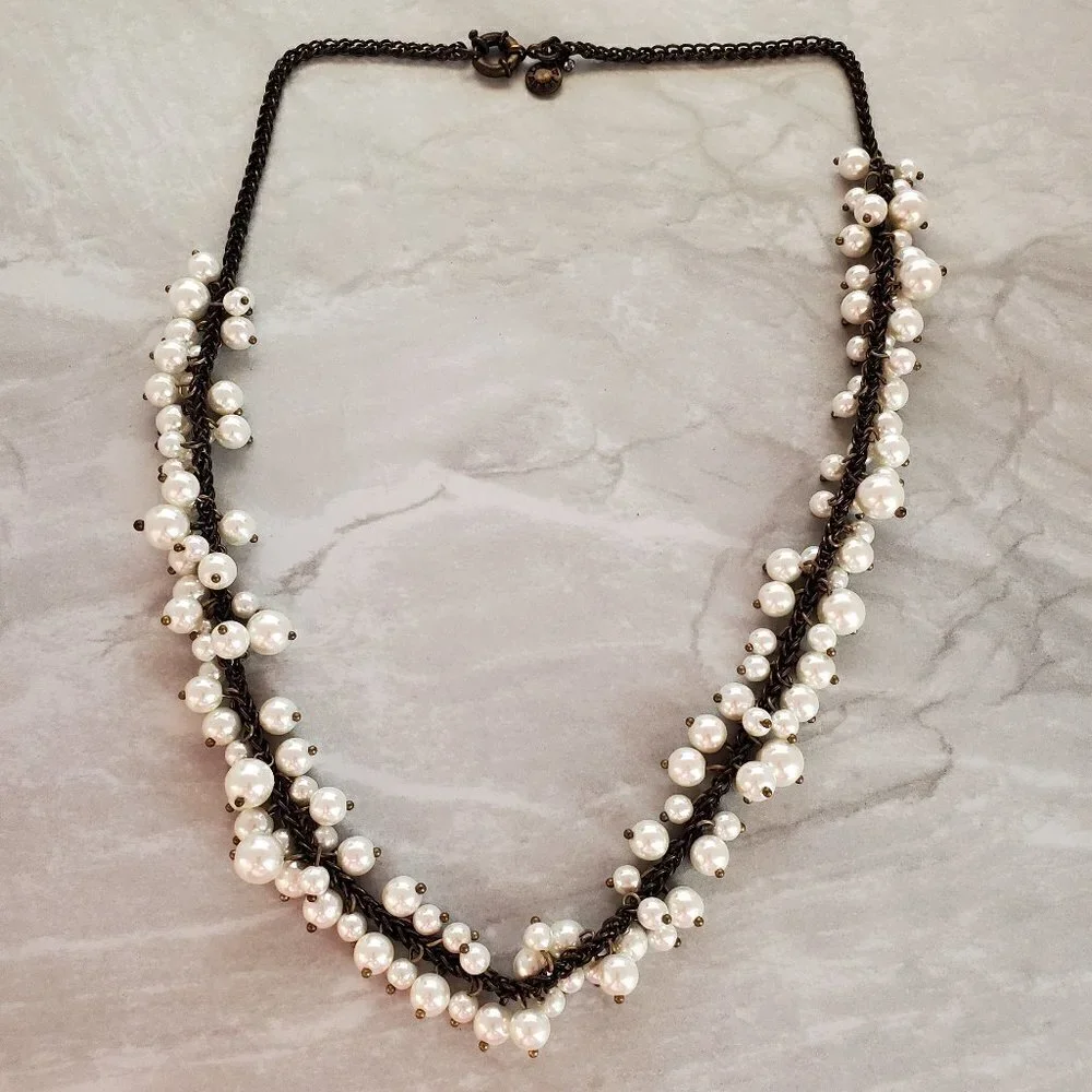 💕 J.Crew Pearl Cluster Antiqued Necklace 💕